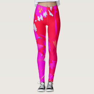 Elegant Pink Abstract Pattern Leggings