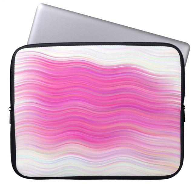 Elegant Pink Abstract Waves Laptop Sleeve (Front)