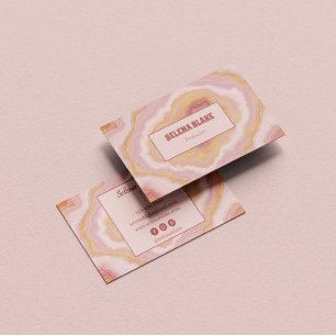 Elegant Pink Agate with Gold Glitter - Modern Business Card