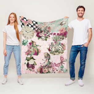 Elegant pink Alice in Wonderland Fleece Blanket