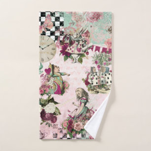 Elegant pink Alice in Wonderland Hand Towel