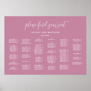 Elegant Pink Alphabetical Wedding Seating Chart