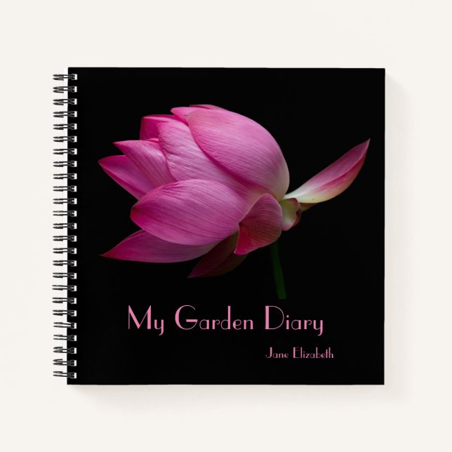 Elegant Pink and Black Botanical Notebook (Front)