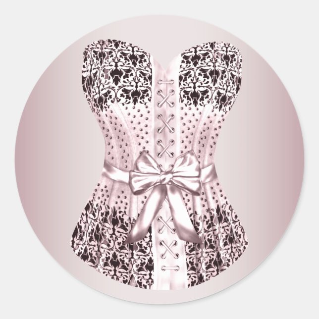 Elegant Pink and Black Corset Stickers (Front)