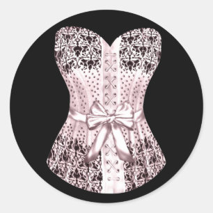 Elegant Pink and Black Corset Stickers