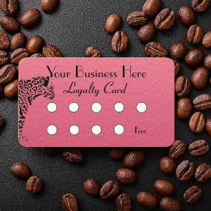Elegant Pink and Black Jaguar Business Loyalty Card