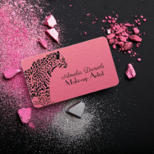 Elegant Pink and Black Jaguar Make -Up Business Ca