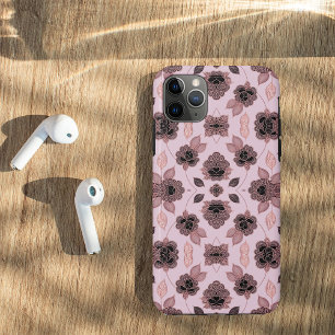 Elegant pink and black lace in vintage style,  iPhone 11 pro max case