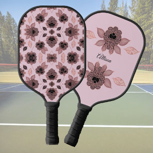 Elegant pink and black lace in vintage style, pickleball paddle