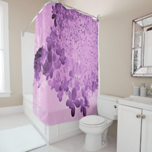 Elegant Pink and Black Limelight Hydrangea Shower Curtain