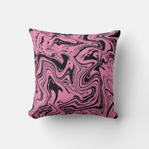 Elegant Pink and Black Marble Cushion