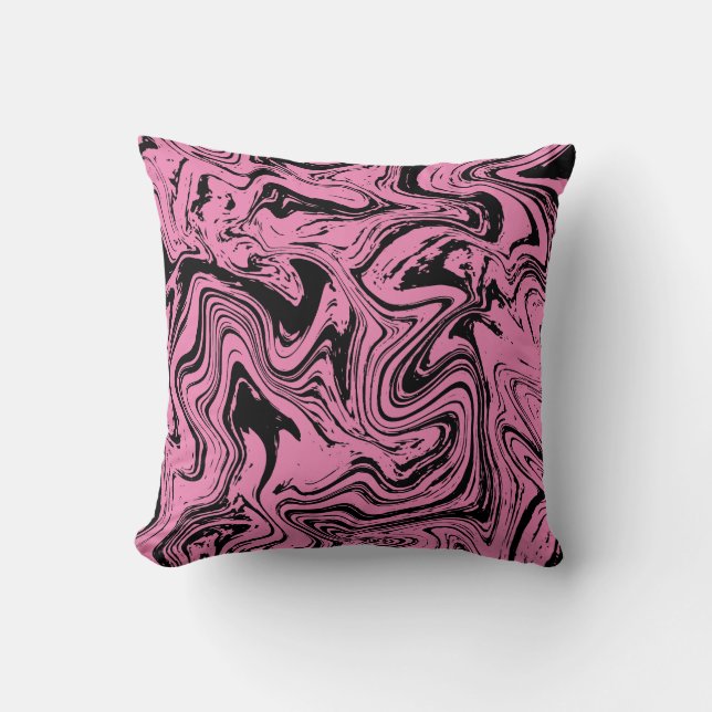 Elegant Pink and Black Marble  Cushion (Front)