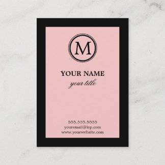 Elegant Pink and Black Monogram Business Cards