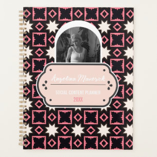 Elegant Pink and Black Pattern with Photo Social Planner