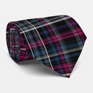 Elegant Pink and Black Plaid Gingham Pattern Tie