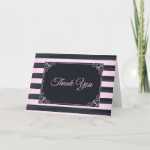 Elegant Pink and Black Striped French Bridal