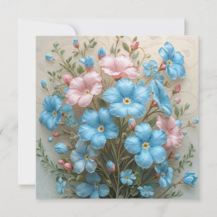 Elegant Pink and Blue Flowers Any Occasion Card