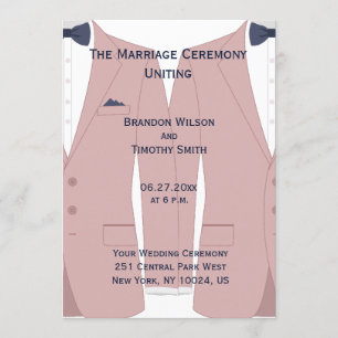 Elegant Pink And Blue Gay Wedding Programs