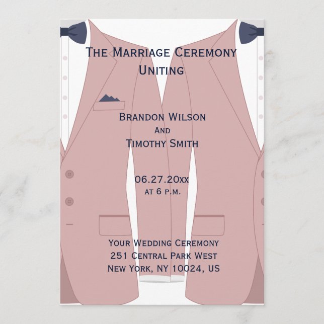 Elegant Pink And Blue Gay Wedding Programs (Front)
