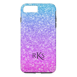 Elegant Pink And Blue Glitter Print Monogram iPhone 8 Plus/7 Plus Case