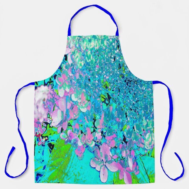 Elegant Pink and Blue Limelight Hydrangea Apron (Front)
