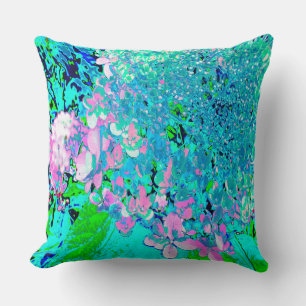Elegant Pink and Blue Limelight Hydrangea Cushion