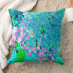 Elegant Pink and Blue Limelight Hydrangea Cushion