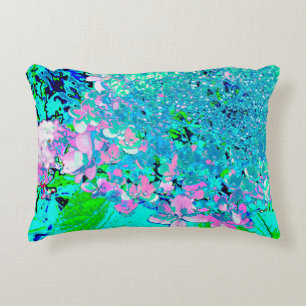 Elegant Pink and Blue Limelight Hydrangea Decorative Cushion