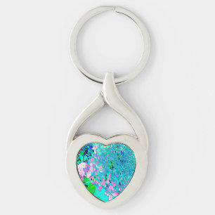 Elegant Pink and Blue Limelight Hydrangea Key Ring