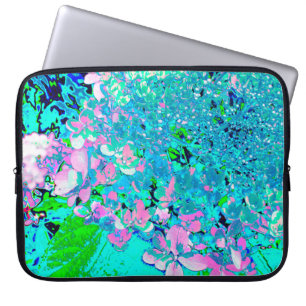 Elegant Pink and Blue Limelight Hydrangea Macro Laptop Sleeve