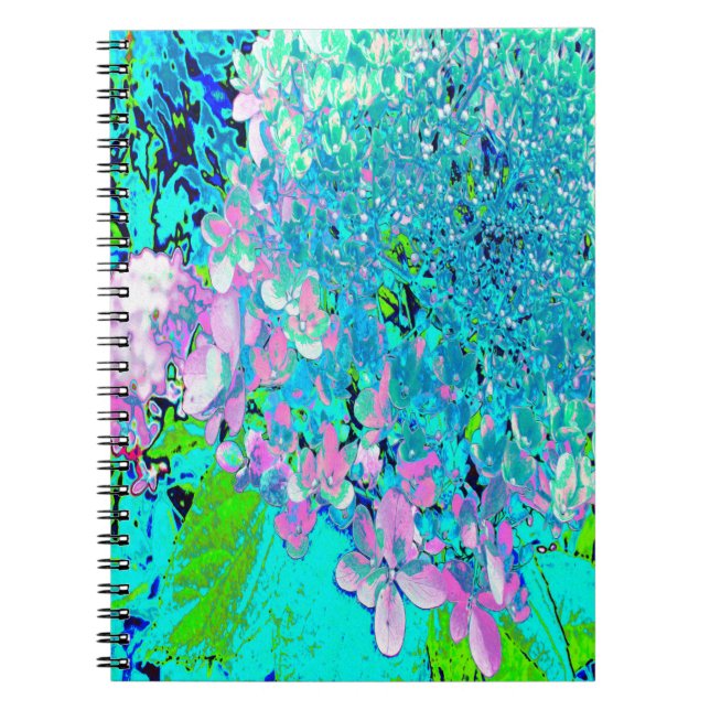 Elegant Pink and Blue Limelight Hydrangea Notebook (Front)