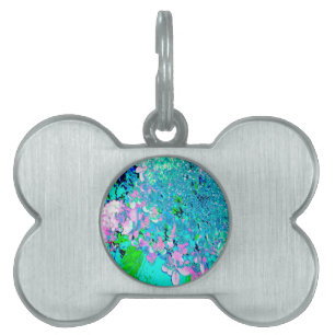 Elegant Pink and Blue Limelight Hydrangea Pet ID Tag