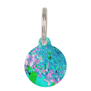 Elegant Pink and Blue Limelight Hydrangea Pet Tag