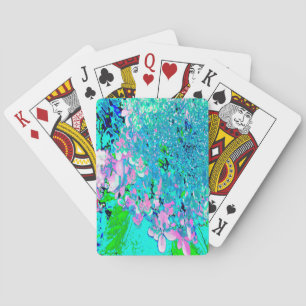 Elegant Pink and Blue Limelight Hydrangea Playing Cards