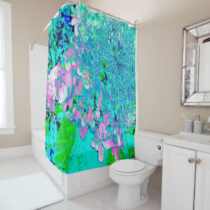 Elegant Pink and Blue Limelight Hydrangea Shower Curtain