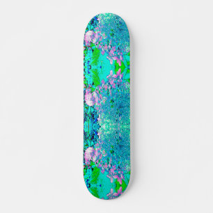 Elegant Pink and Blue Limelight Hydrangea Skateboard