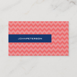 Elegant Pink And Blue Retro Chevron Pattern Business Card