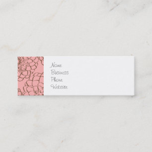 Elegant Pink and Brown Flower Sketch Drawing Mini Business Card