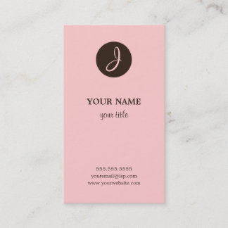 Elegant Pink and Brown Monogram Business Cards