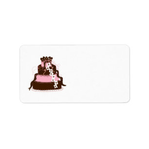 Elegant Pink and Chocolate Cake Label
