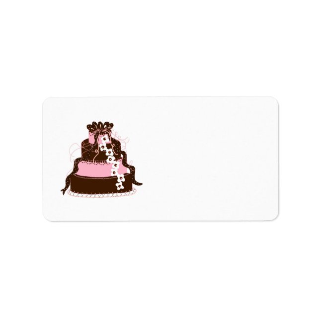 Elegant Pink and Chocolate Cake Label (Front)