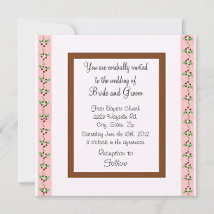 Elegant Pink and Chocolate Wedding Invitation