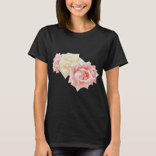 Elegant Pink and Cream Rose Bouquet Women's Basic T-Shirt