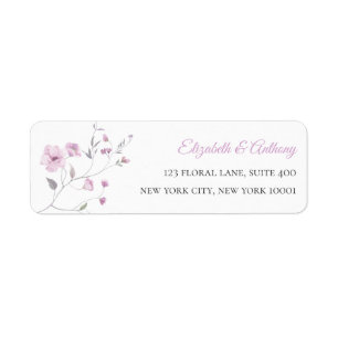 Elegant Pink And Dusty Blue Floral Return Address Label