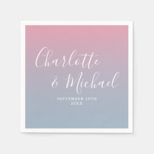 Elegant Pink And Dusty Blue Ombre Wedding Napkin