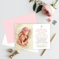 Elegant Pink and Gold Baby Girl Photo Baptism
