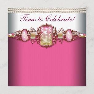 Elegant Pink and Gold Birthday Party Invitation