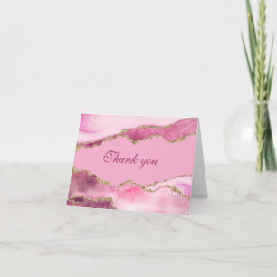 Elegant Pink and Gold Birthday Party Thank You Card