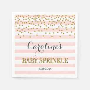 Elegant Pink and Gold Confetti Baby Girl Sprinkle Napkin