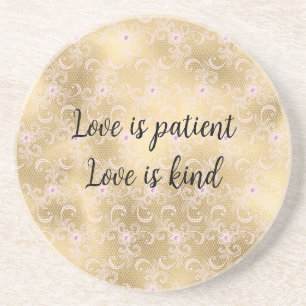 Elegant Pink and Gold Floral Lace Coaster